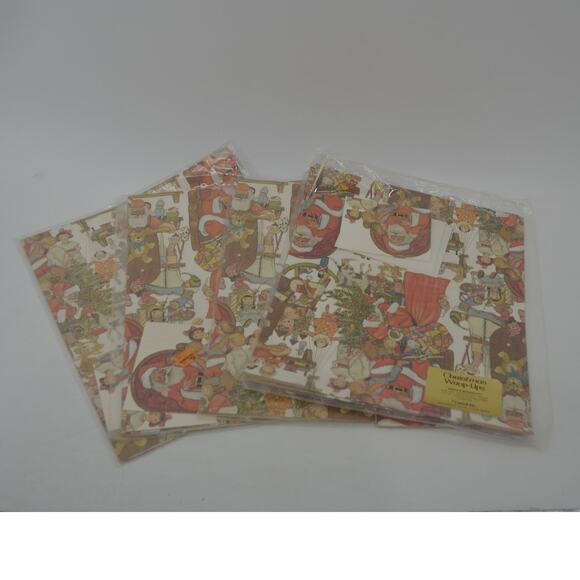 4 Lot Christmas Wraps-Up Santa's Workshop 2 24"x30" Sheets - Picture 3 of 16